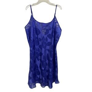 Vtg 90s Fairy Grunge Inner Most Purple Sheer Floral Slip Dress Size Large